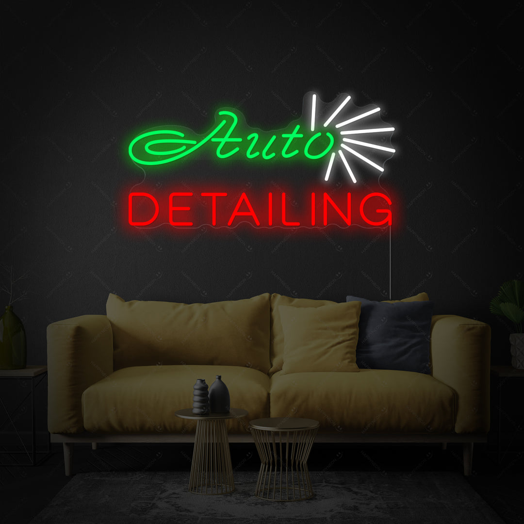 "Geschäft, Auto Detailing" Neonschrift