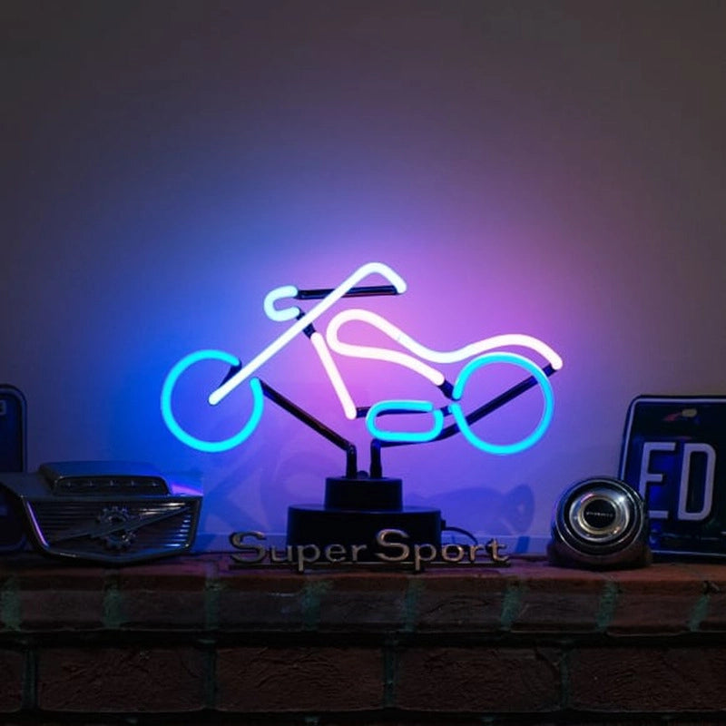 "Motorrad, Glas-Neonschild" Neonschrift