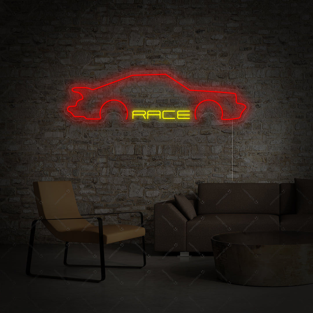 "Auto, Race" Neonschrift
