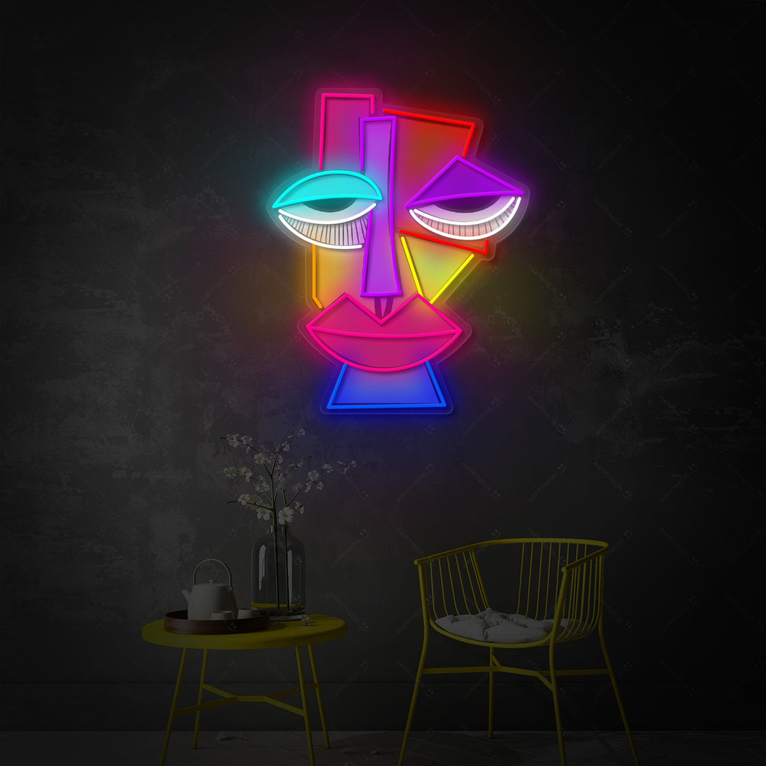 "Abstraktes Gesicht Picasso" Neonschild