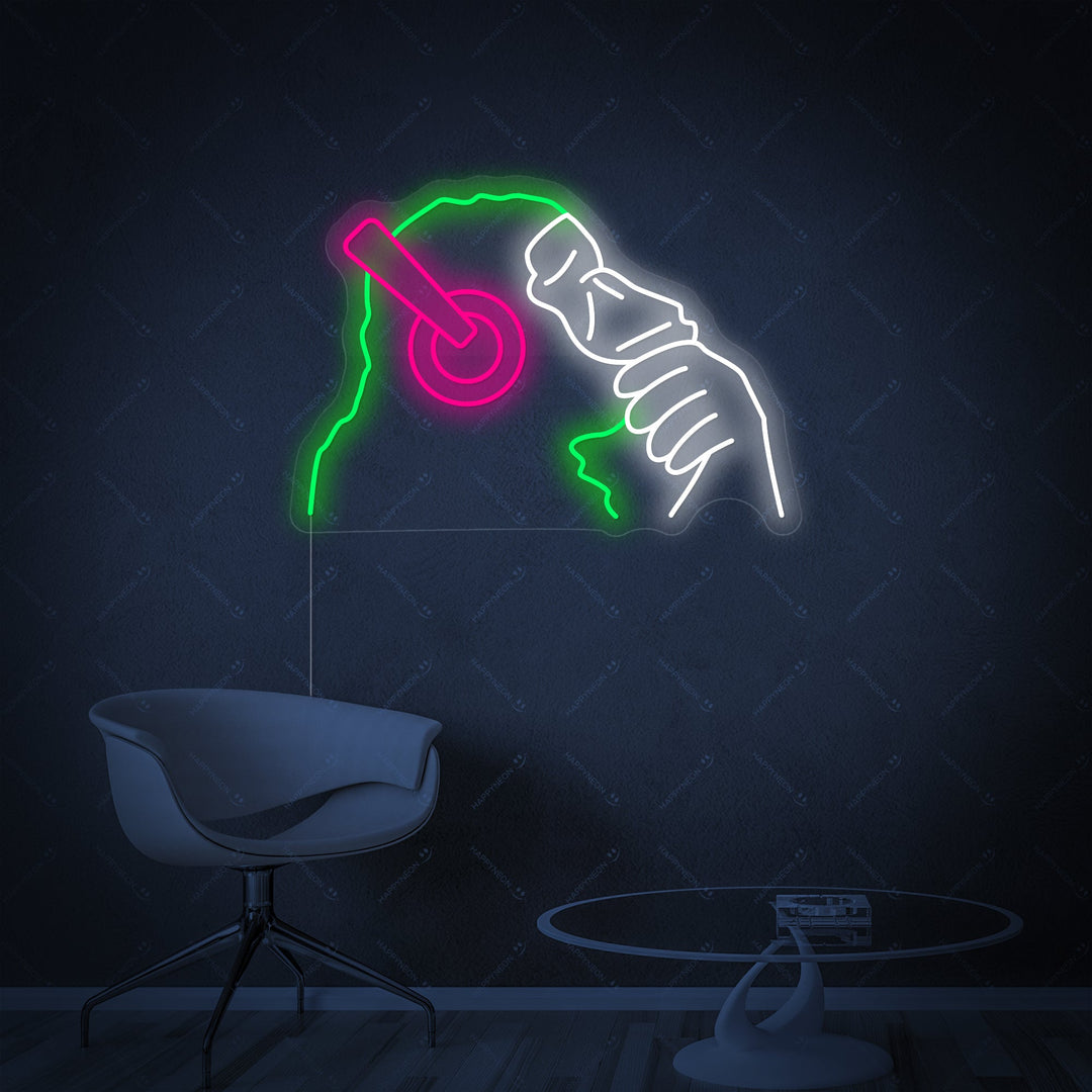 "Banksy DJ Affe" Neonschild