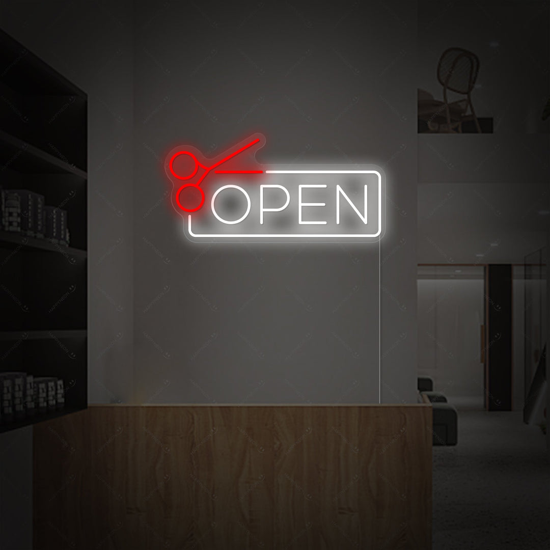 "Barbershop open" Neonschild, Barbershop Leuchtreklame, Barbershop Leuchtschild