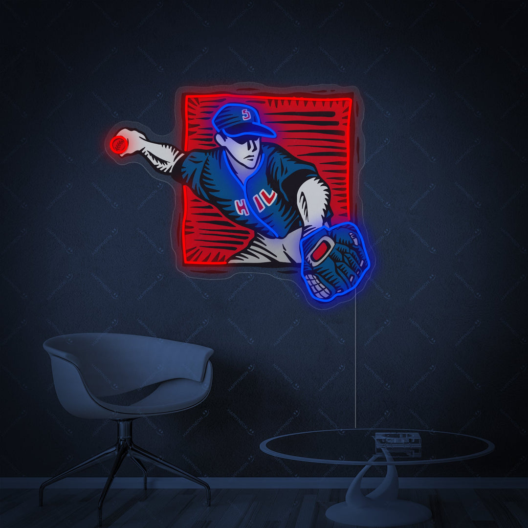 "Baseball Pitcher" Neonschild