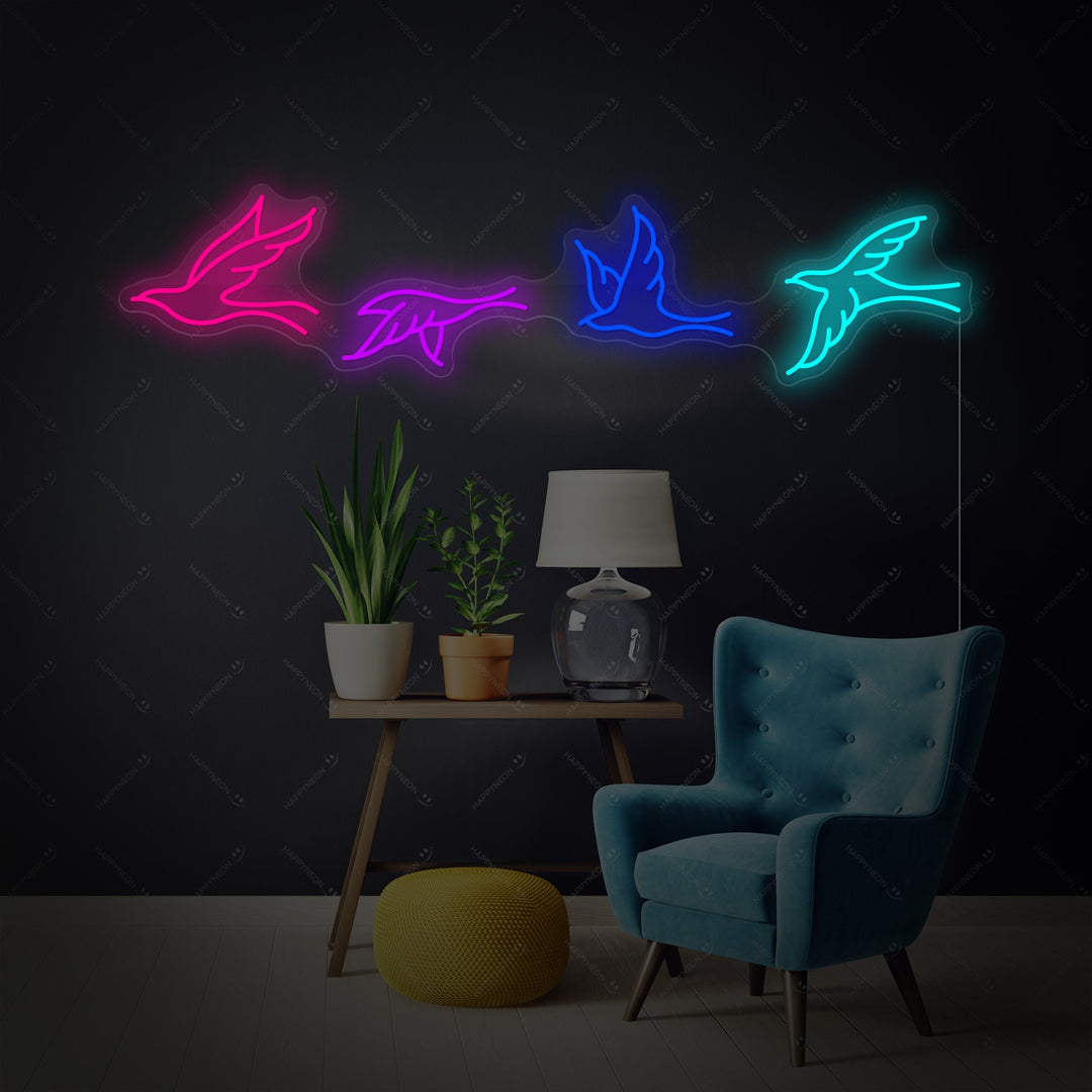 "Vögel" Neonschild