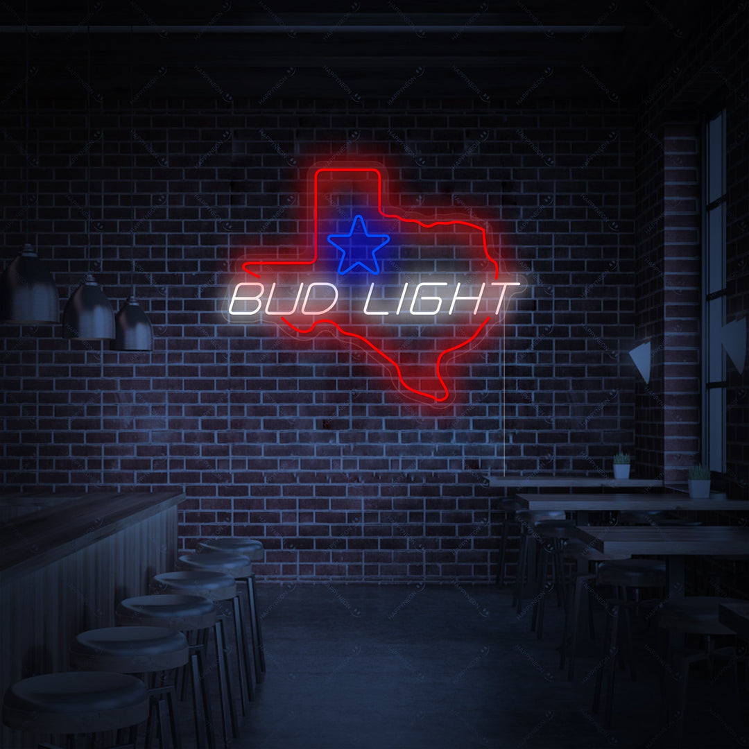 "Bud Light Texas Star" Neonschild