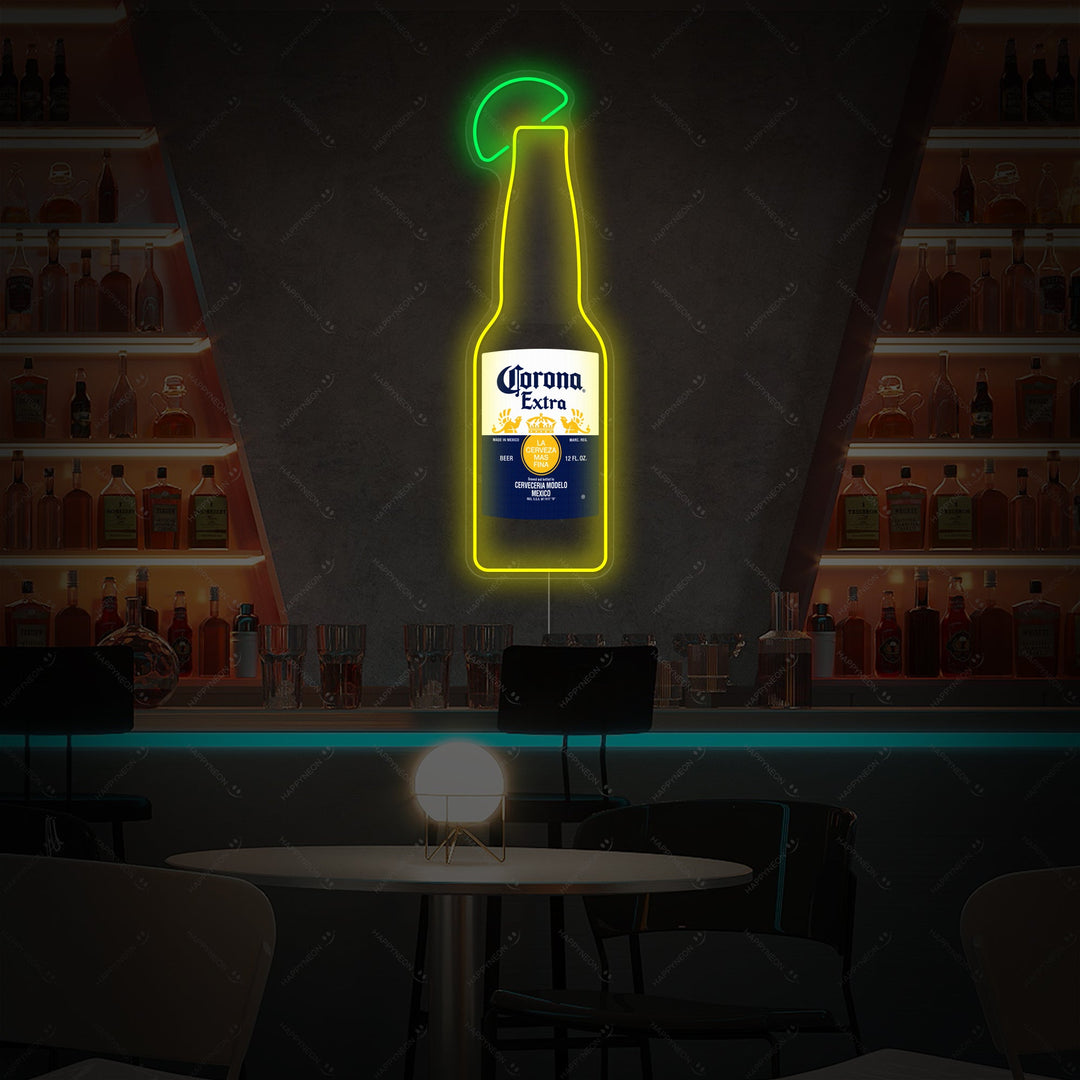 "Corona-Bierflasche" Neonschild