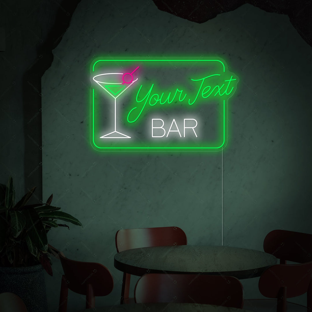 "Custom Cocktails Bar" Neonschild, Cocktailschild, Cocktail Leuchtreklame
