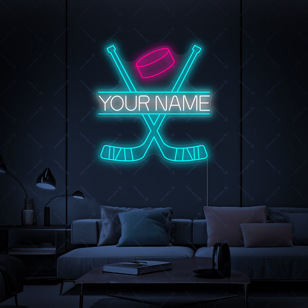 "Benutzerdefinierte gekreuzte Hockeyschläger" Neonschild
