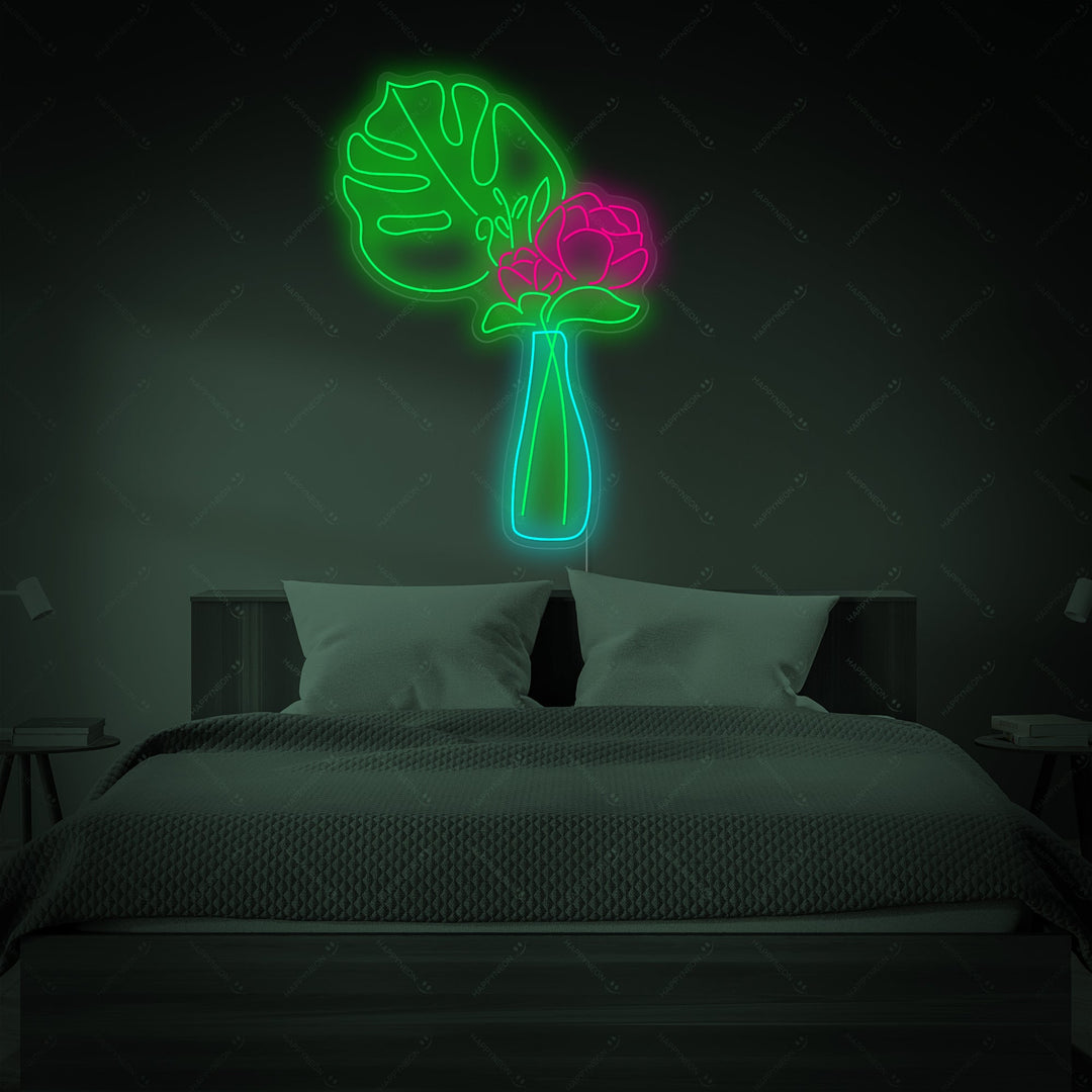 "Blume in Vase" Neonschild