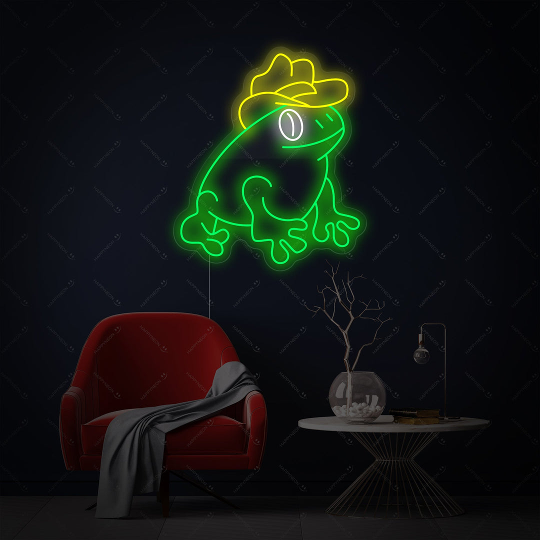 "Frosch mit Cowboyhut" Neonschild