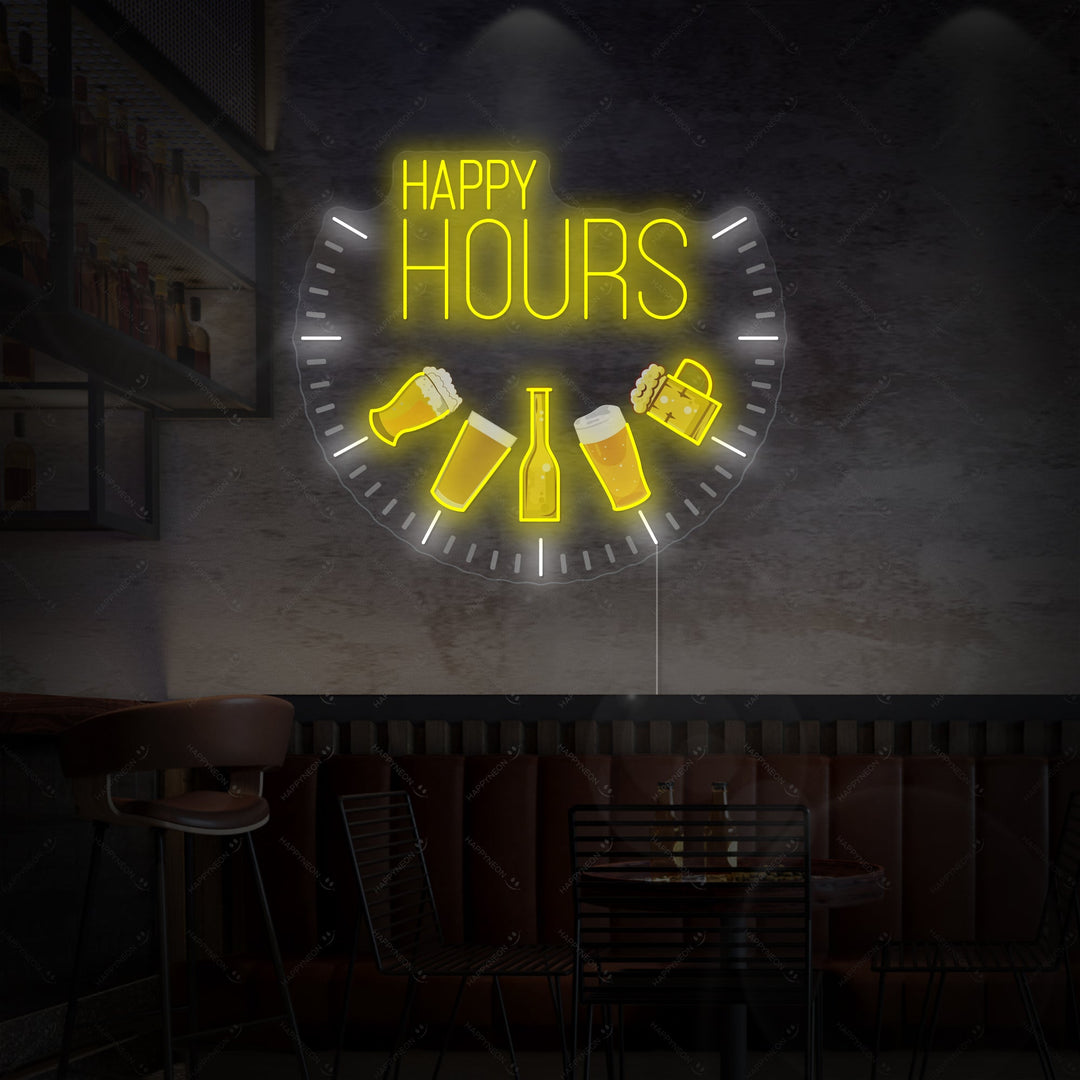 "Happy Hours" Neonschild, Happy Hours Leuchtreklame, Happy Hours Leuchtschild