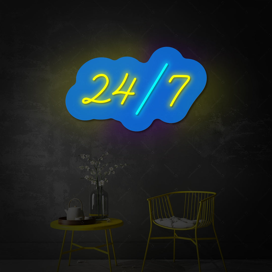 "Open 24/7" Neonschild
