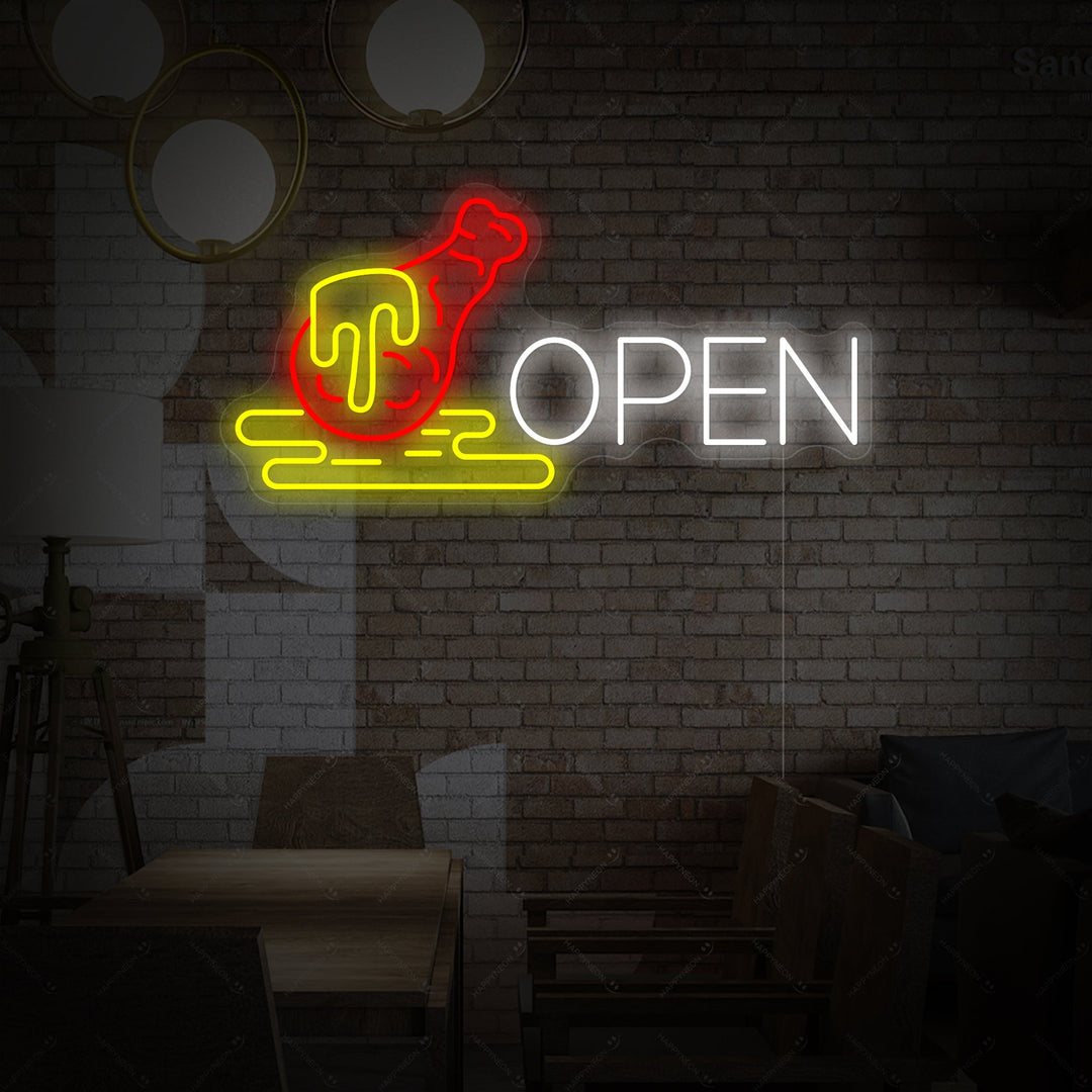 "Offenes Huhn" Neonschild