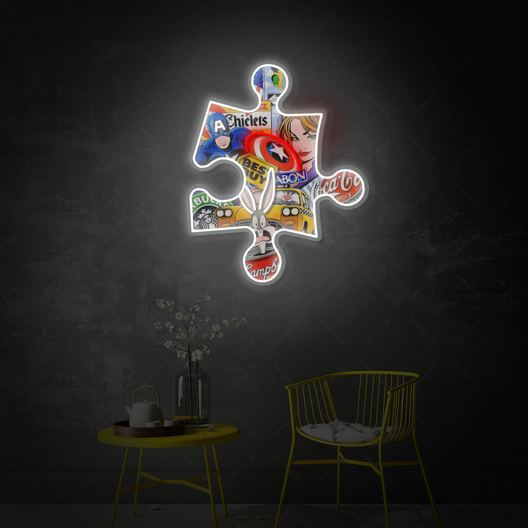 "Pop-Art-Puzzleteil" Neonschild