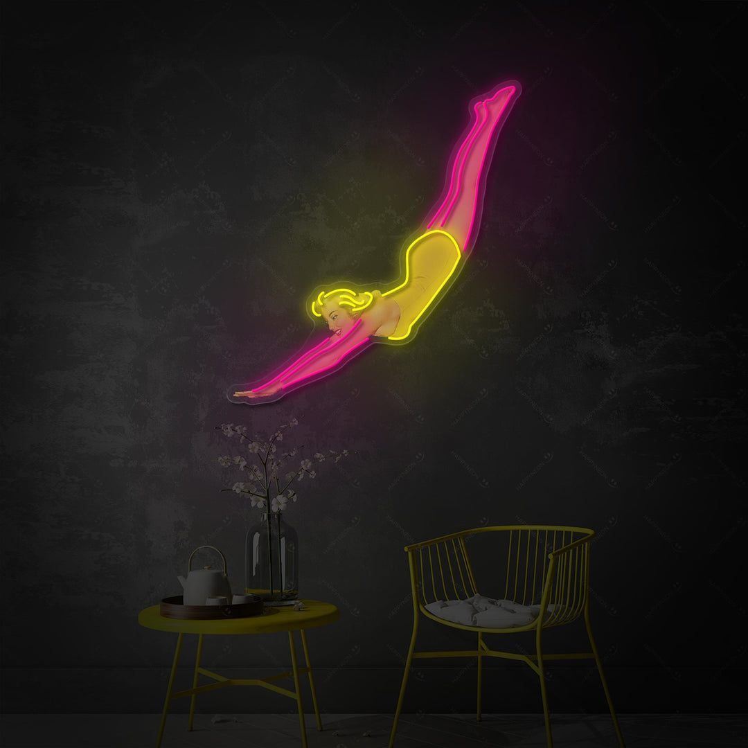 "Retro-Taucherin" Neonschild