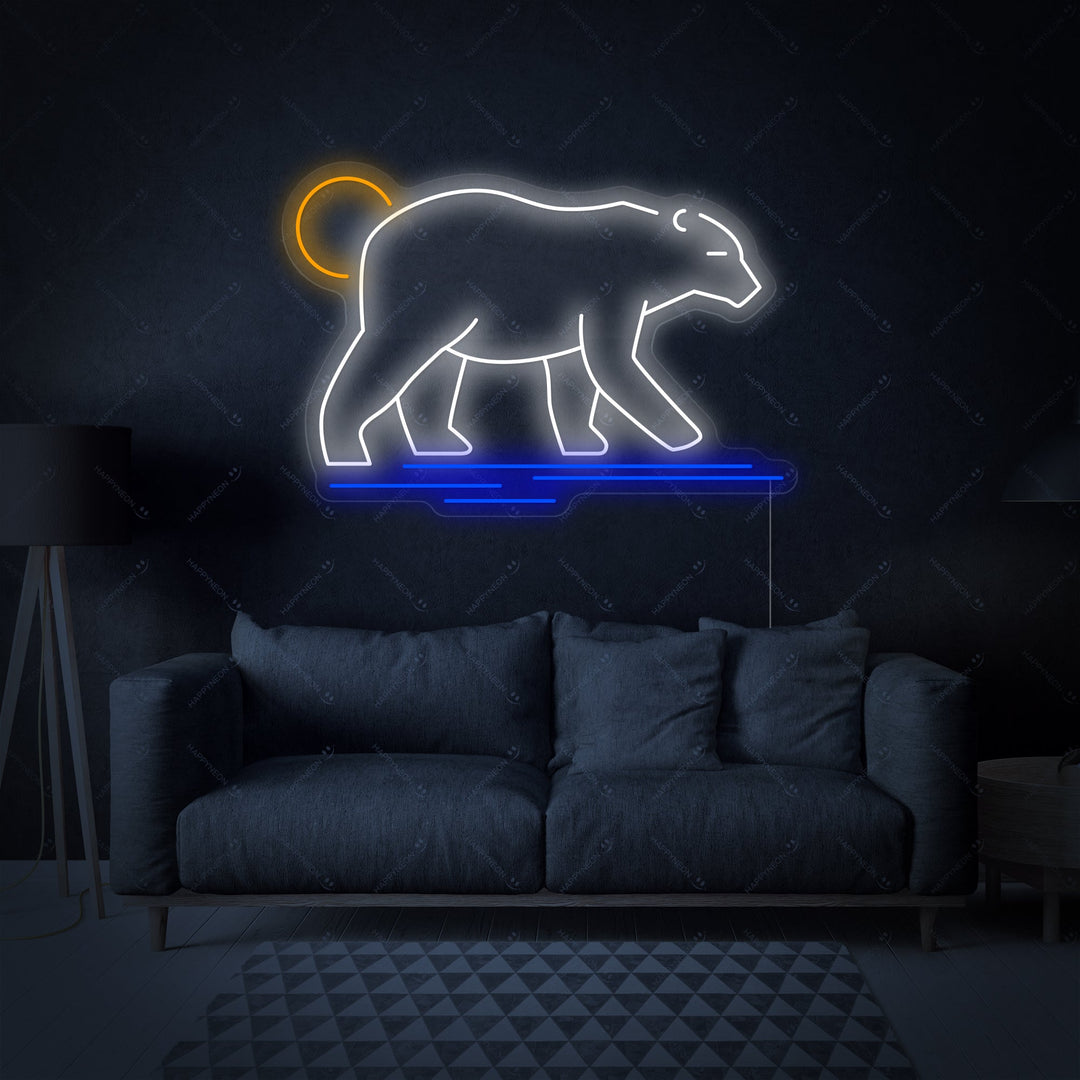 "Schlendernder Eisbär" Neonschild