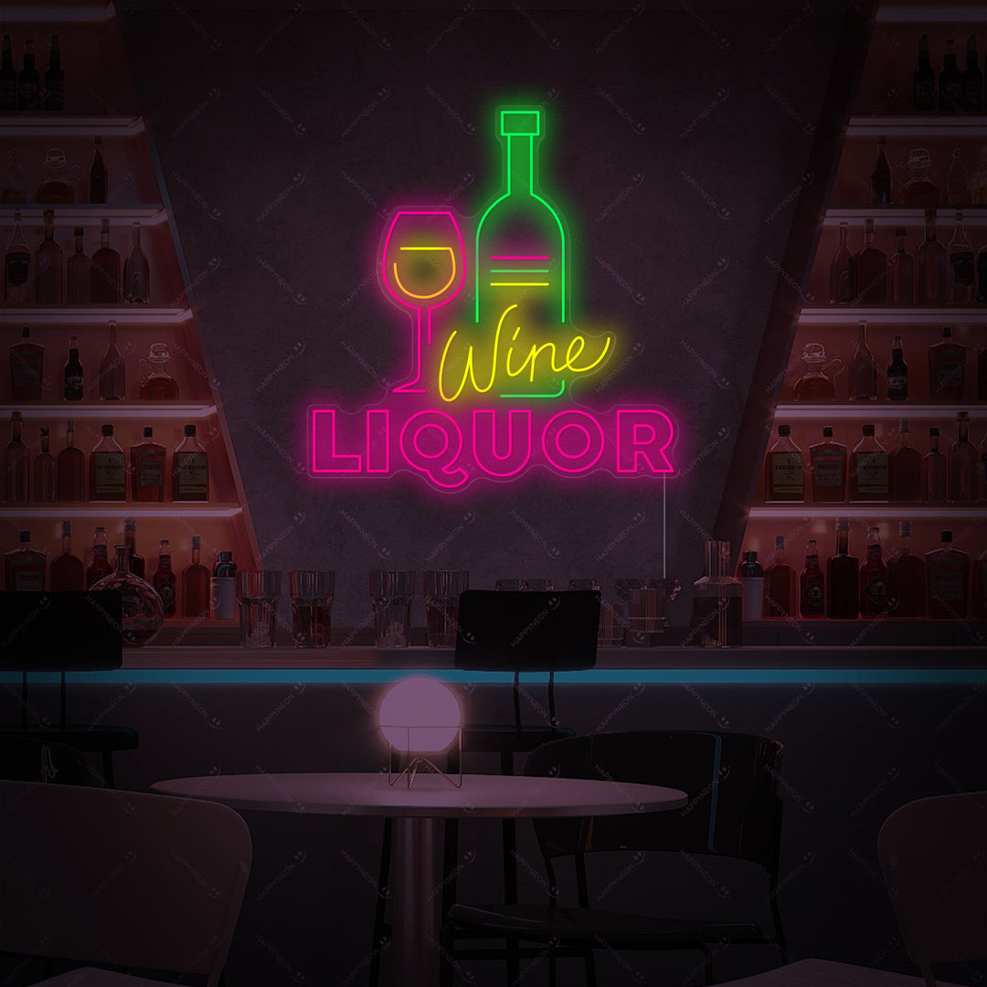 "Wine Liquor" Neonschild