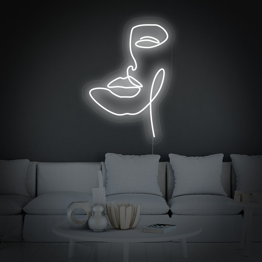 "Abstraktes Frauengesicht" Neonschrift