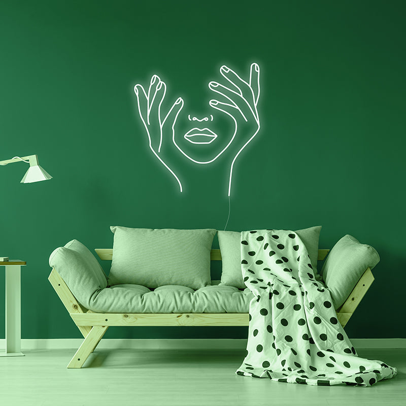 "Abstraktes Gesicht Hand" Neonschrift