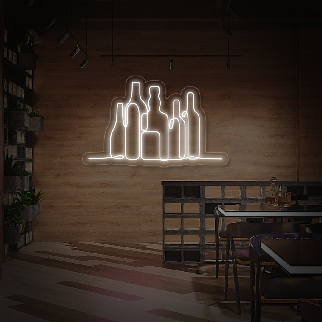"Gruppe Von Flaschen, Bar" Neonschrift
