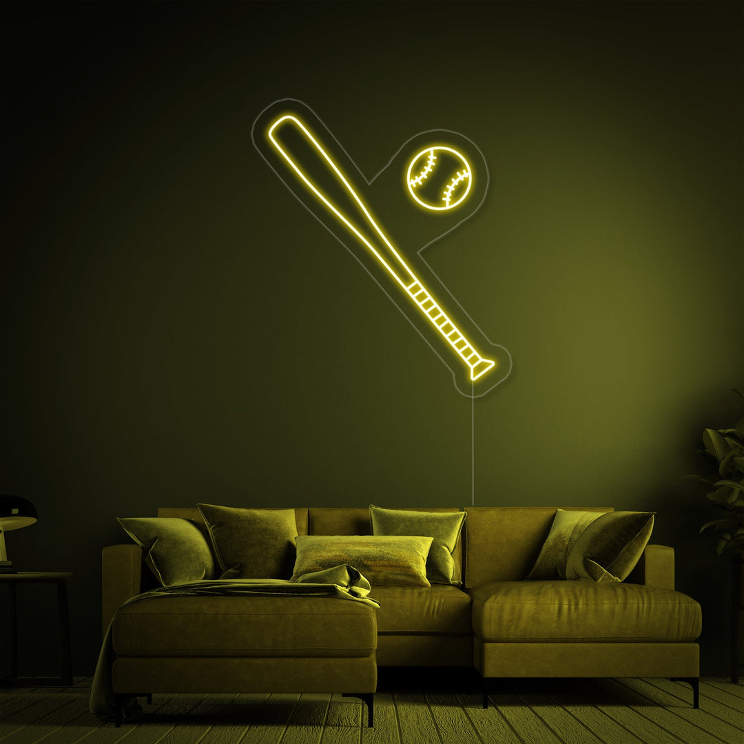 "Baseballschläger Ball" Neonschrift