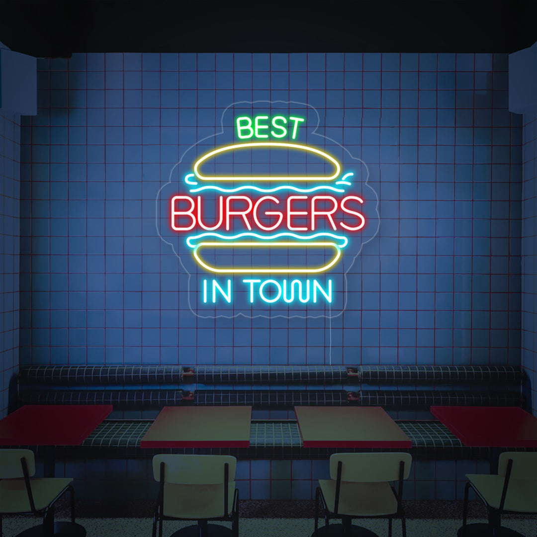 "Best Burgers In Town" Neonschrift