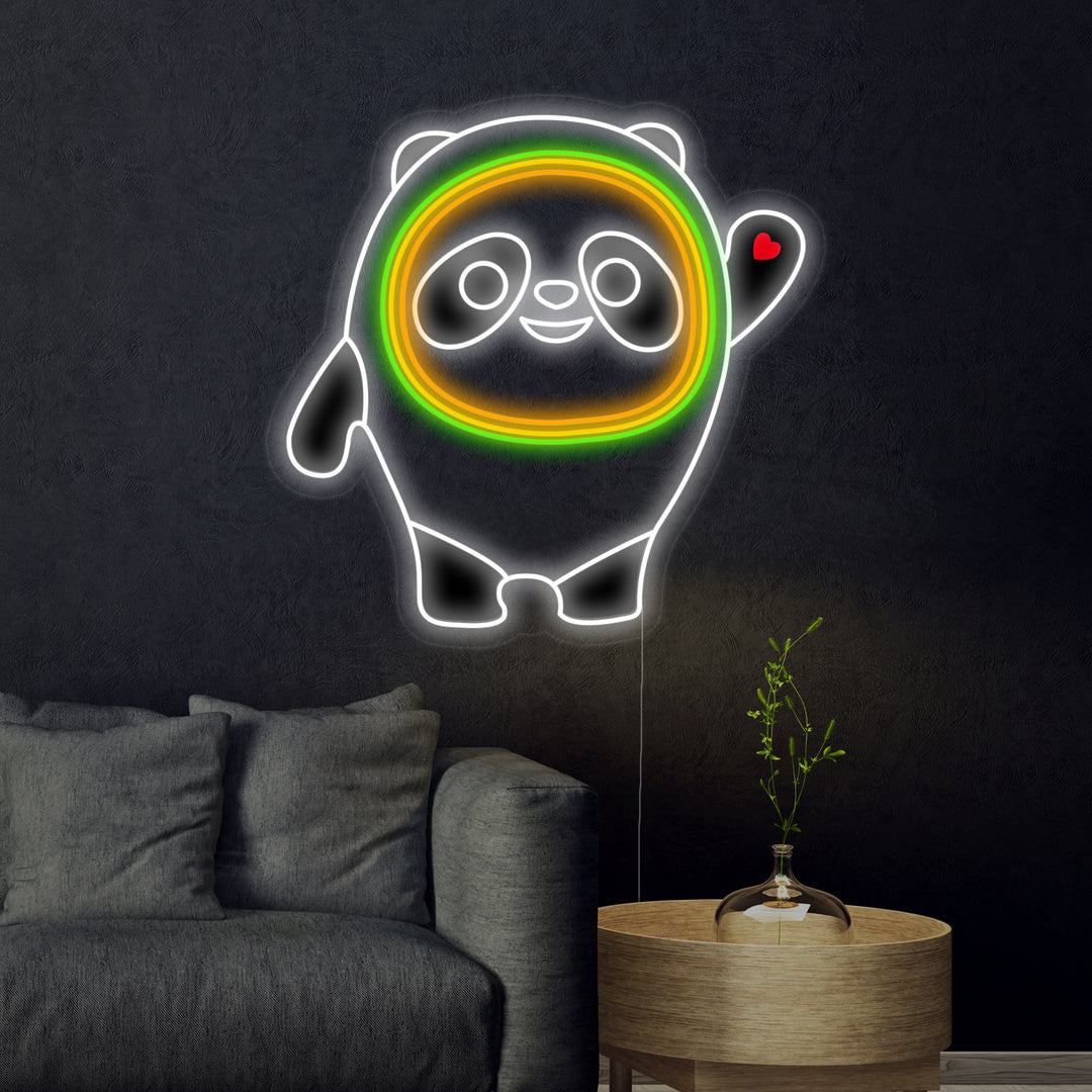"Bing Dwen Dwen Panda Plüschtier, Kinderzimmerdekoration" Neonschrift