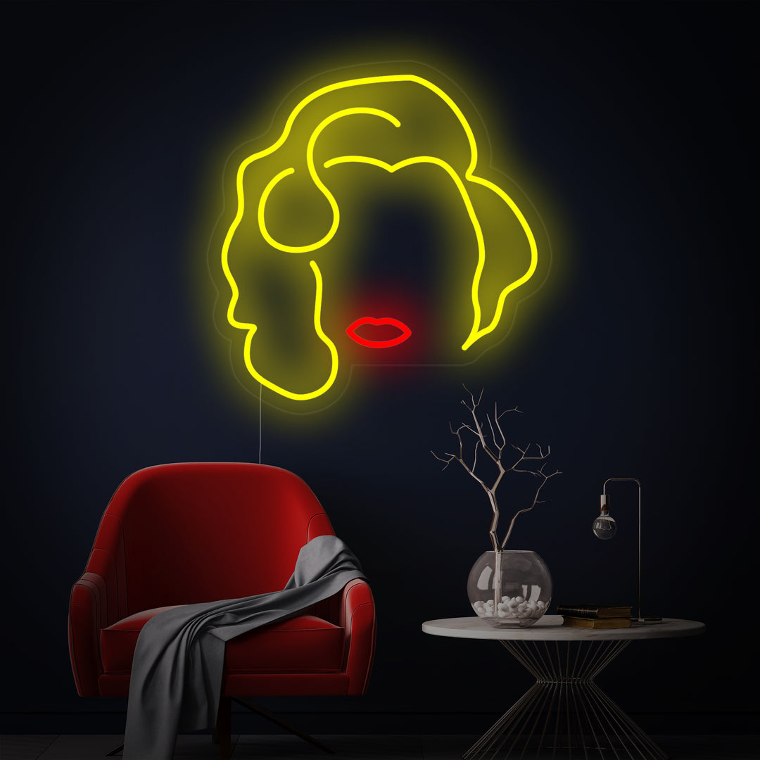 "Blondes Mädchen" Neonschrift