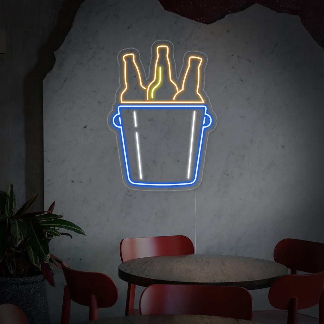 "Eimer Mit Bier" Neonschrift