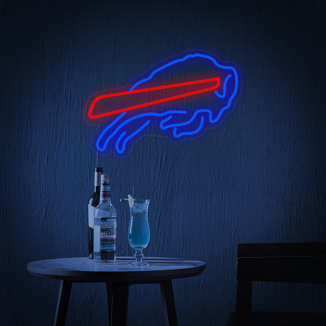 "Buffalo Bills Bierbar" Neonschrift
