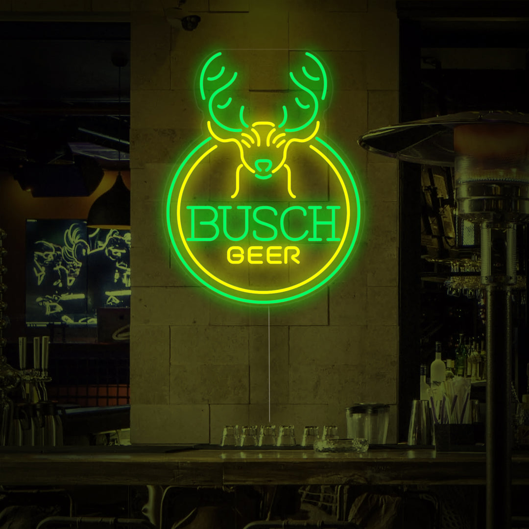 "Hirschkopf Bier & Bar" Neonschrift