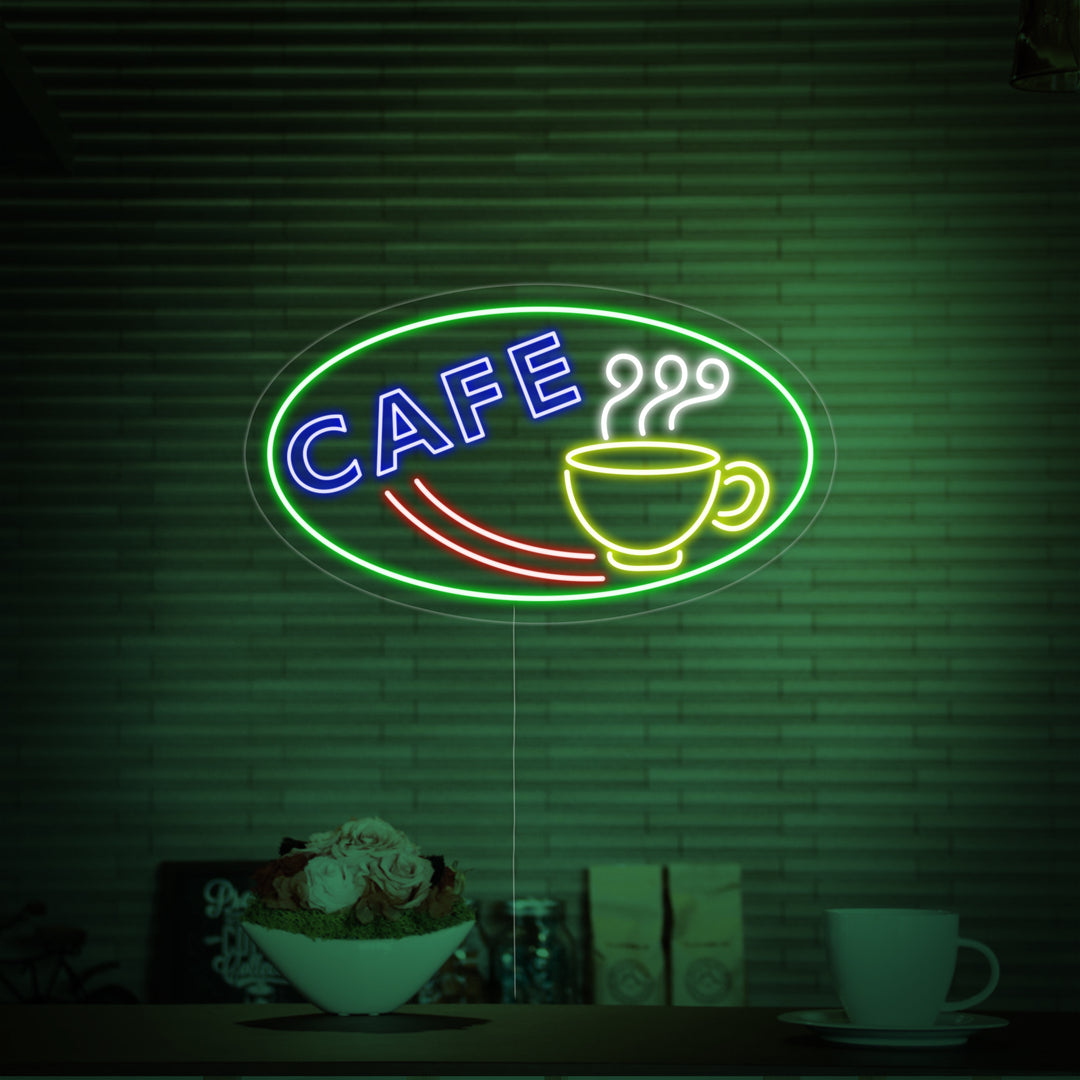 "cooffee, Kaffeetasse" Neonschrift