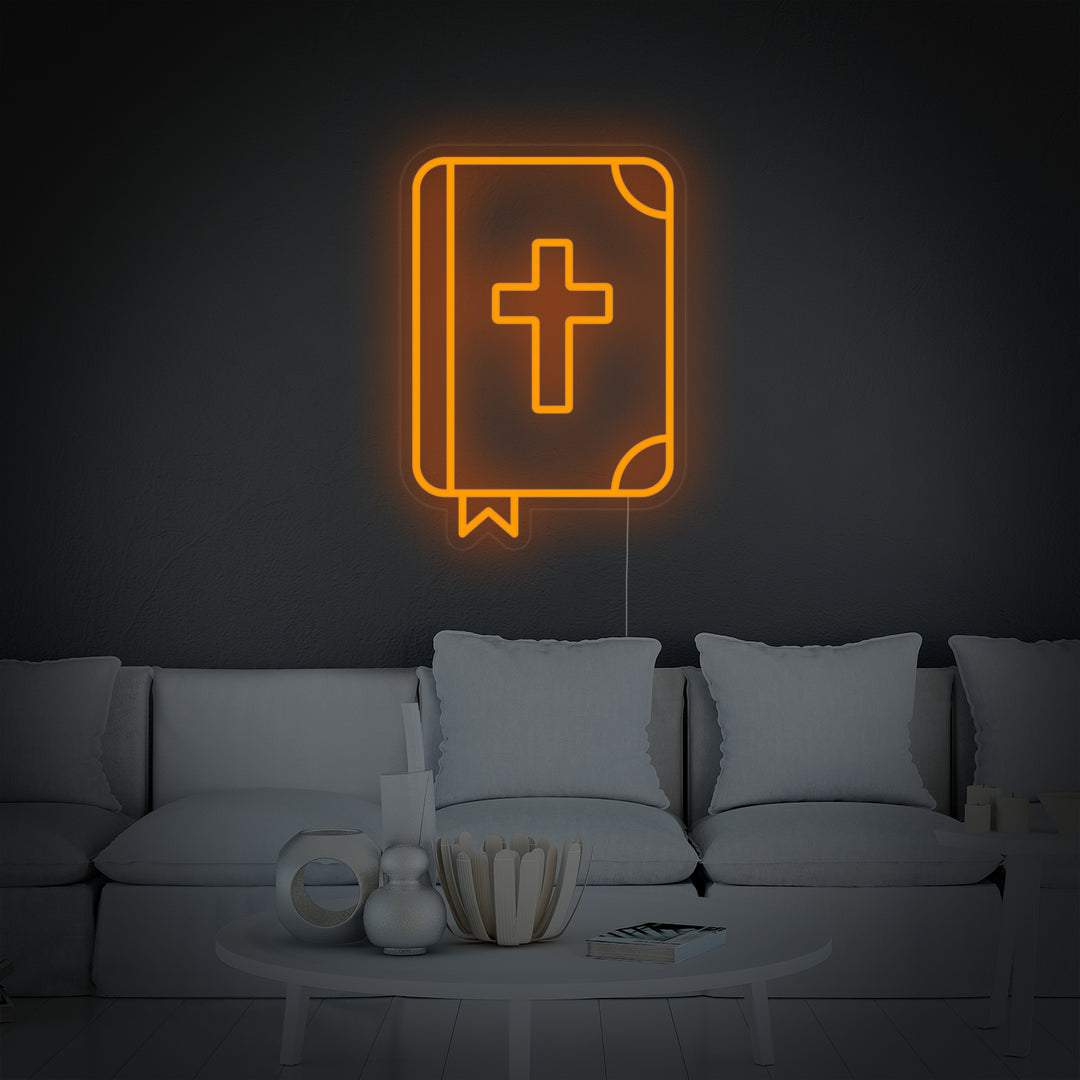 "Christliche Heilige Bibel" Neonschrift