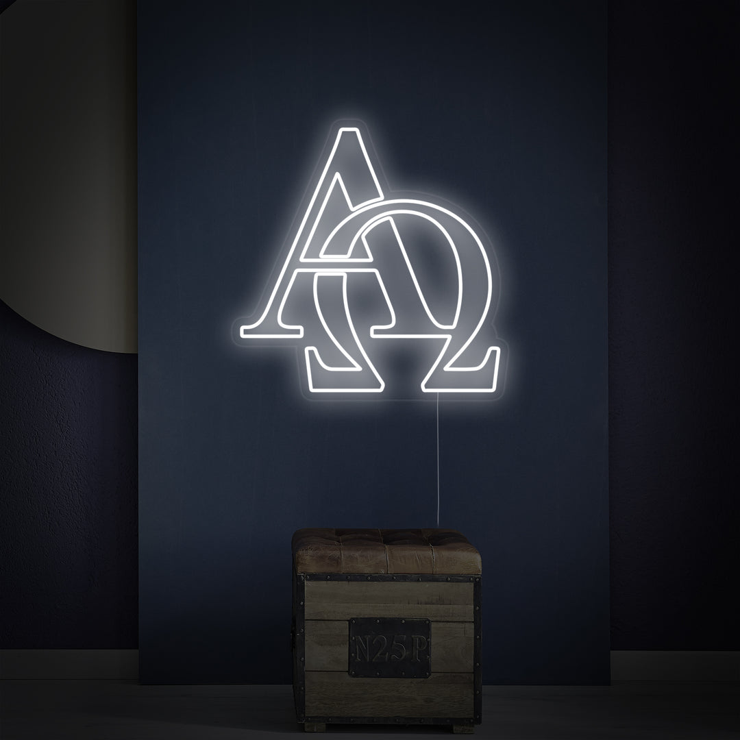 "Christliches Symbol Alpha Omega" Neonschrift