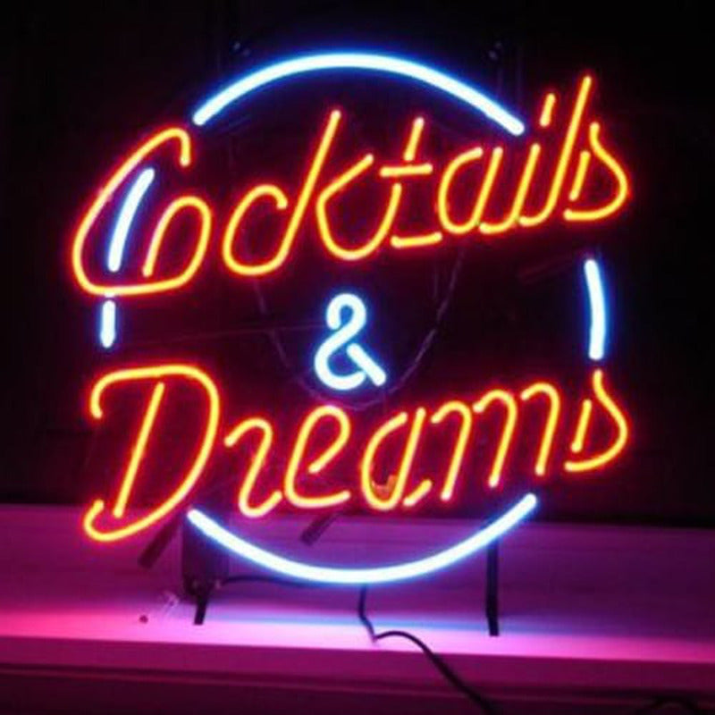 "Cocktails And Dreams" Neonschrift, Cocktailschild, Cocktail Leuchtreklame