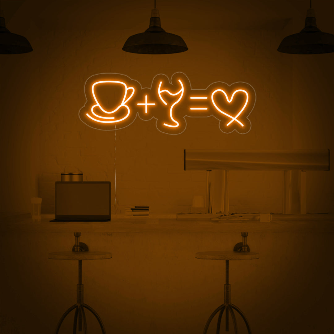"Kaffee Wein Liebe" Neonschrift