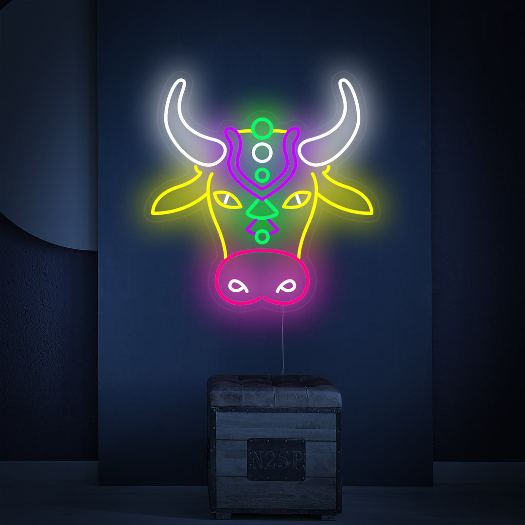 "Bunter Stier" Neonschrift