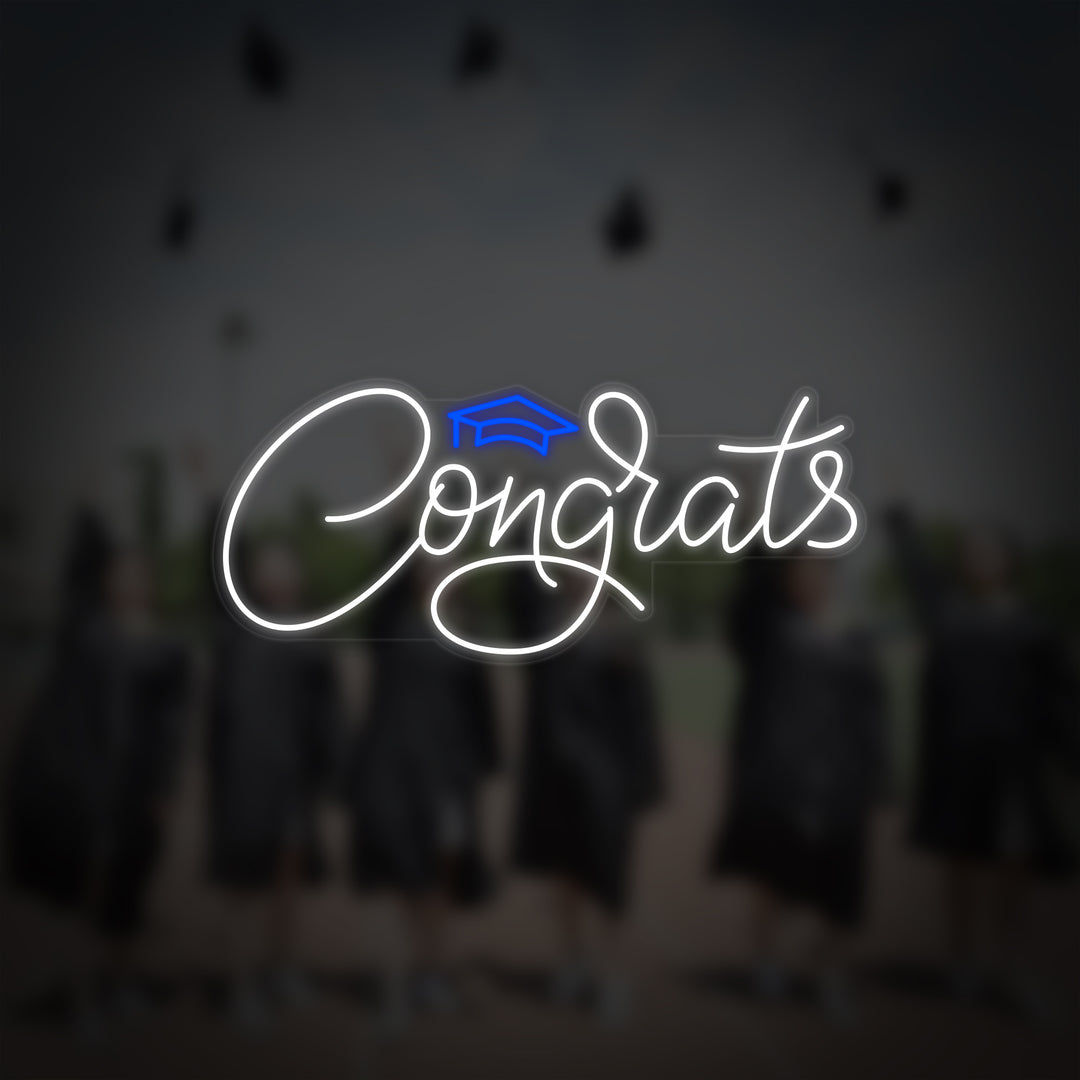 "Congrats Herzlichen Glückwunsch Zum Abschluss" Neonschrift