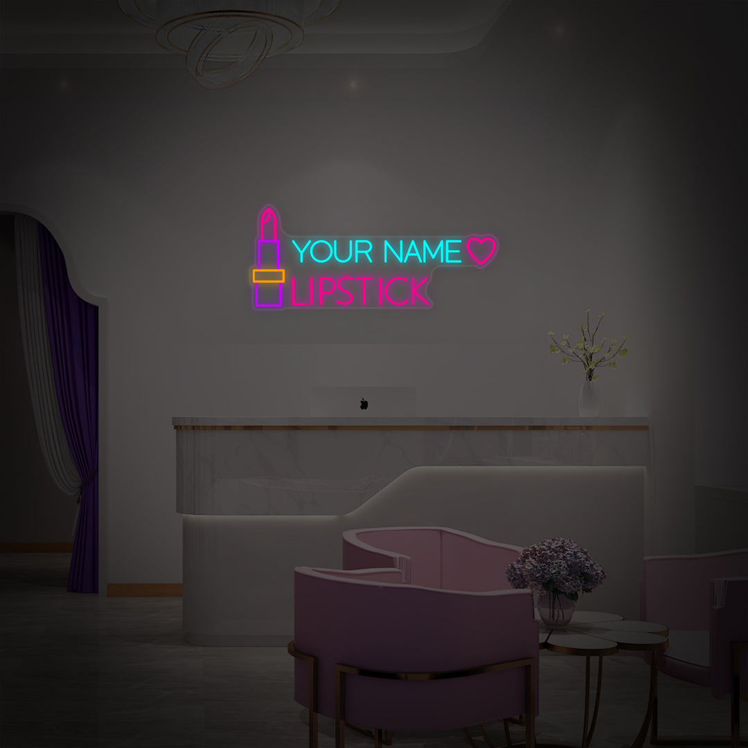 "Individueller Text Lippenstift" Neonschrift