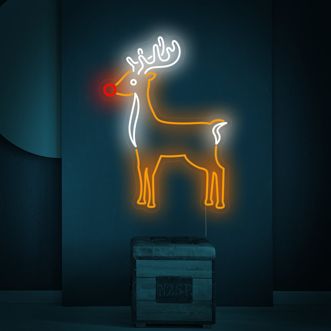 "Niedliches Rentier Weihnachtsdekor" Neonschrift