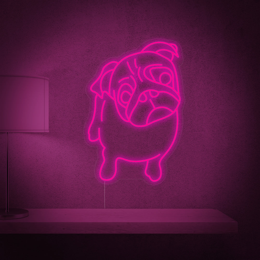 "Süßer Mops Hund" Neonschrift