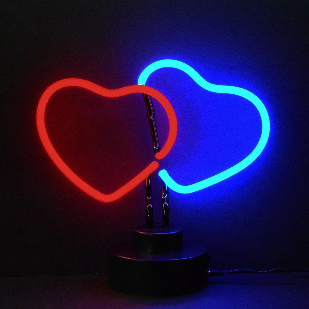 "Doppelte Herzen Tisch-Neonschild, Glas-Neonschild" Neonschrift