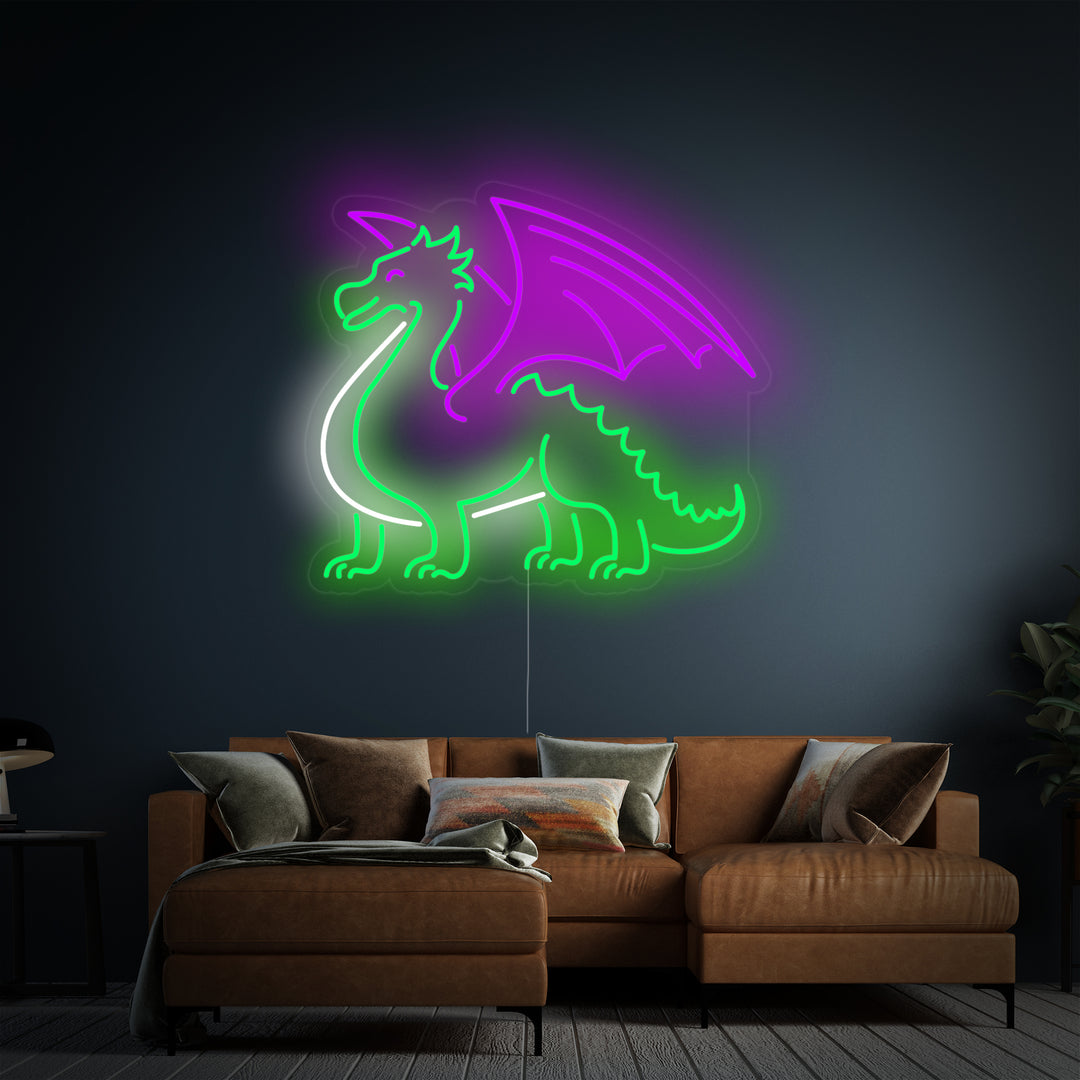 "Drache Mit Flügeln" Neonschrift