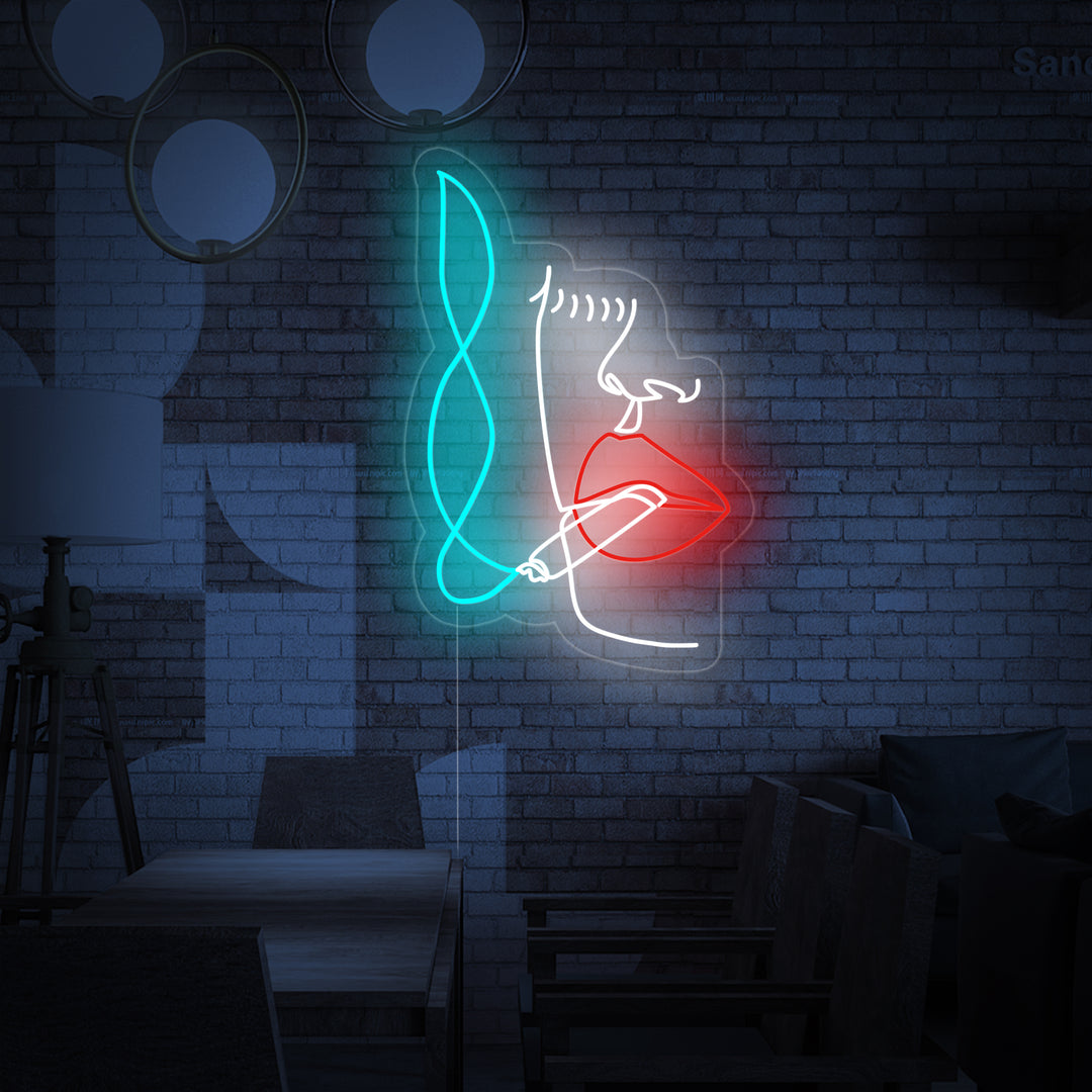 "Gesicht Der Rauchenden Frau" Neonschrift