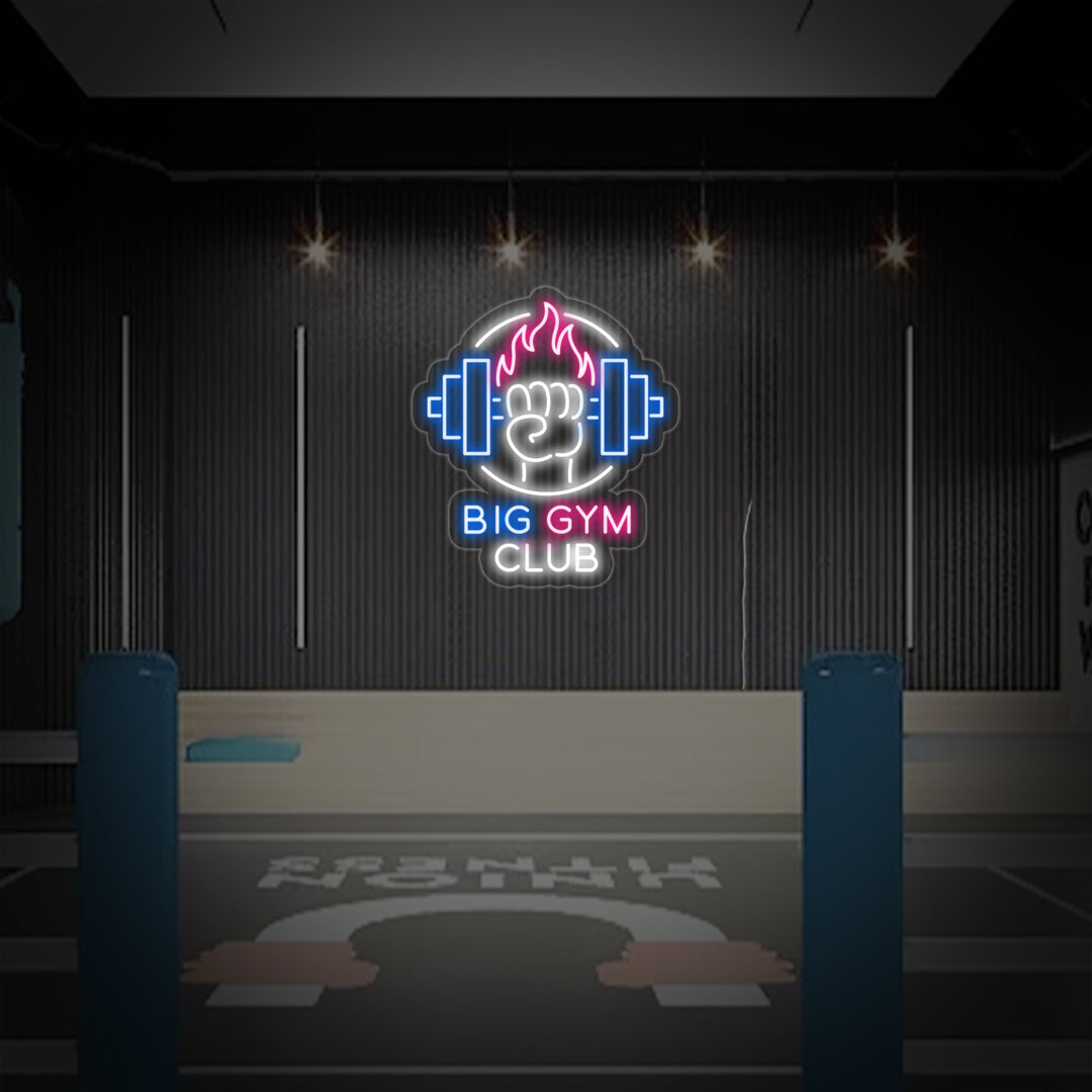 "Fitness, Big Gym Club" Neonschrift