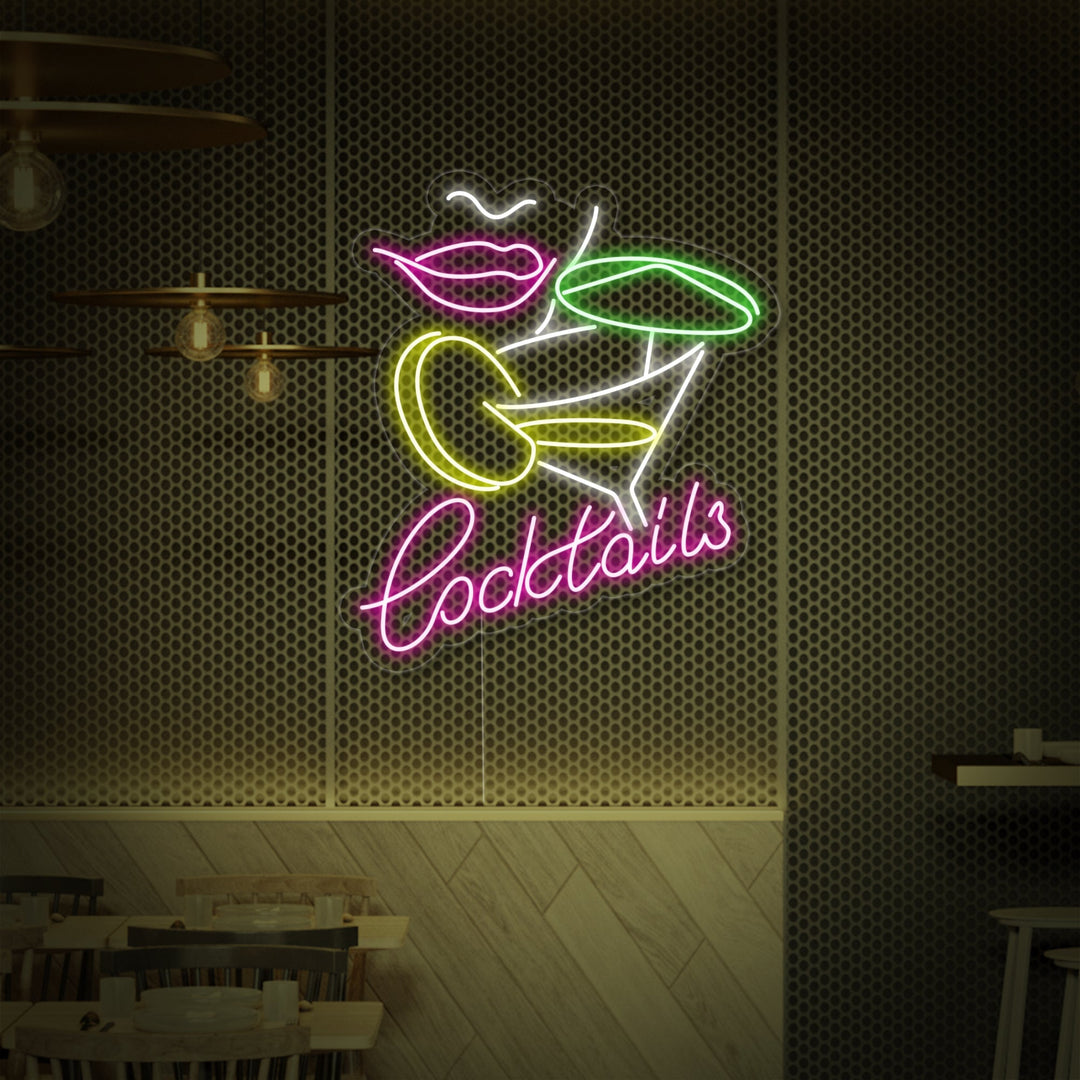 "Gin Tonic Cocktail Frau Bar" Neonschrift, Cocktailschild, Cocktail Leuchtreklame
