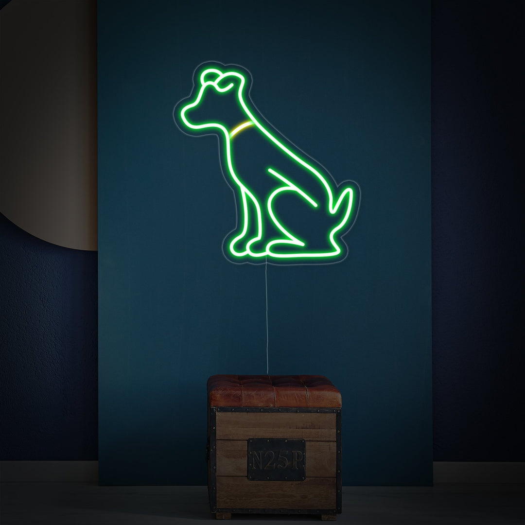 "Grüner Hund, Tier" Neonschrift
