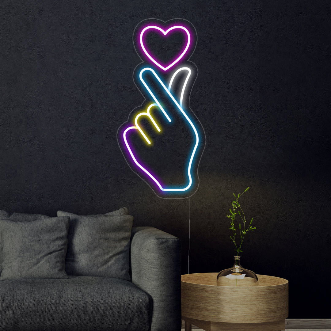 "Hand Herz" Neonschrift