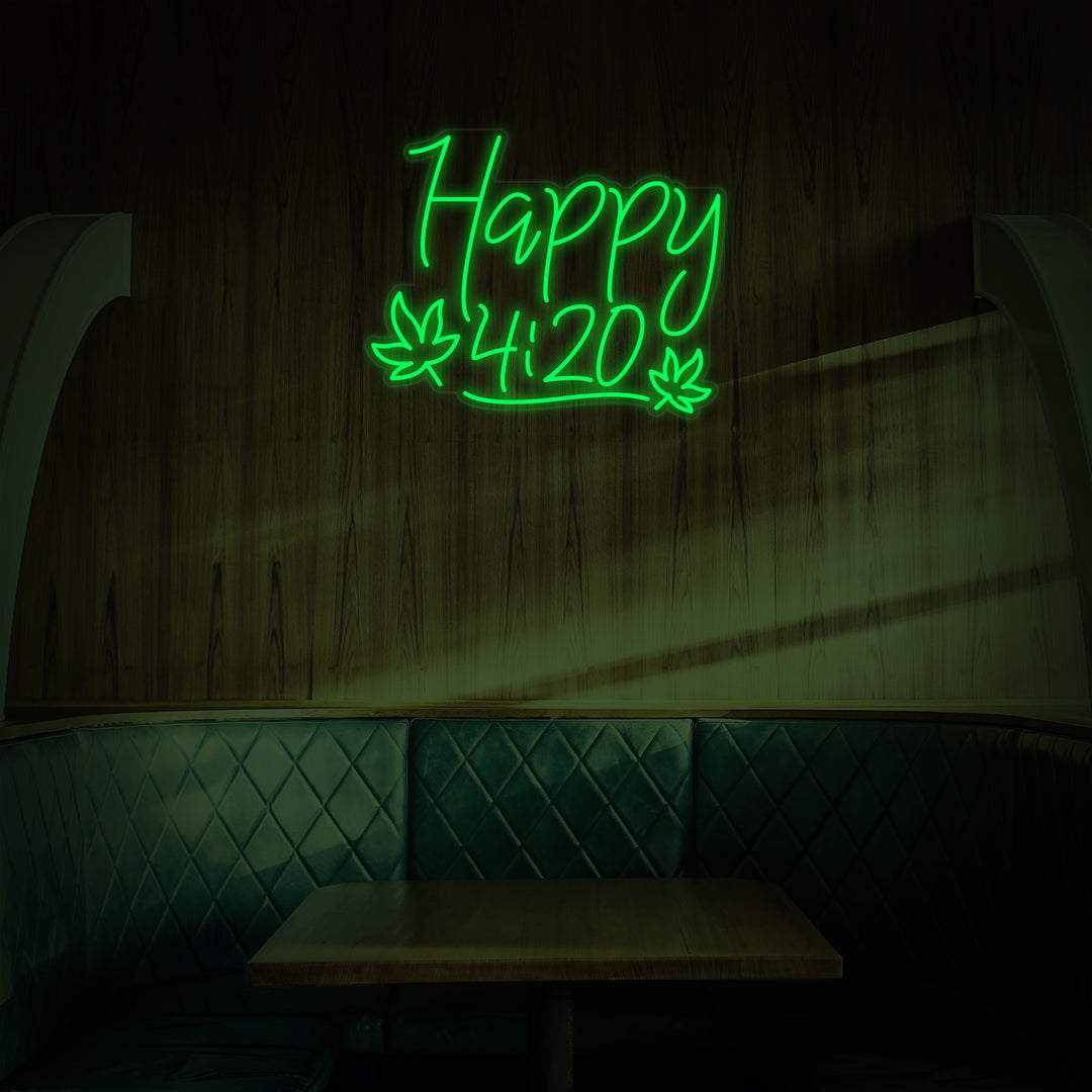 "Happy 420 Marijuana" Neonschrift, Marijuana Leuchtreklame, Marijuana Leuchtschild