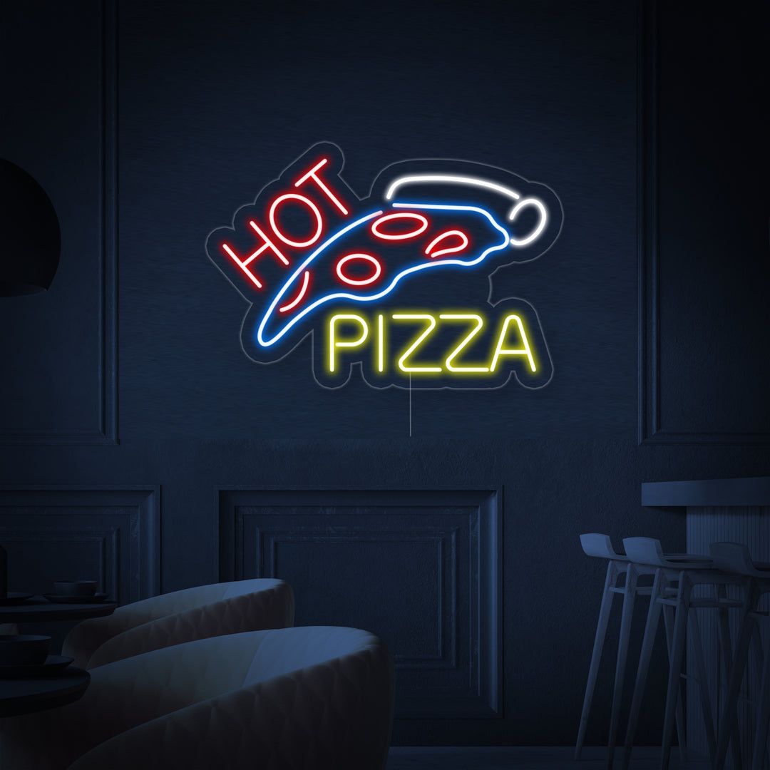 "Hot Pizza" Neonschrift, Pizza Leuchtreklame, Pizza Leuchtschild